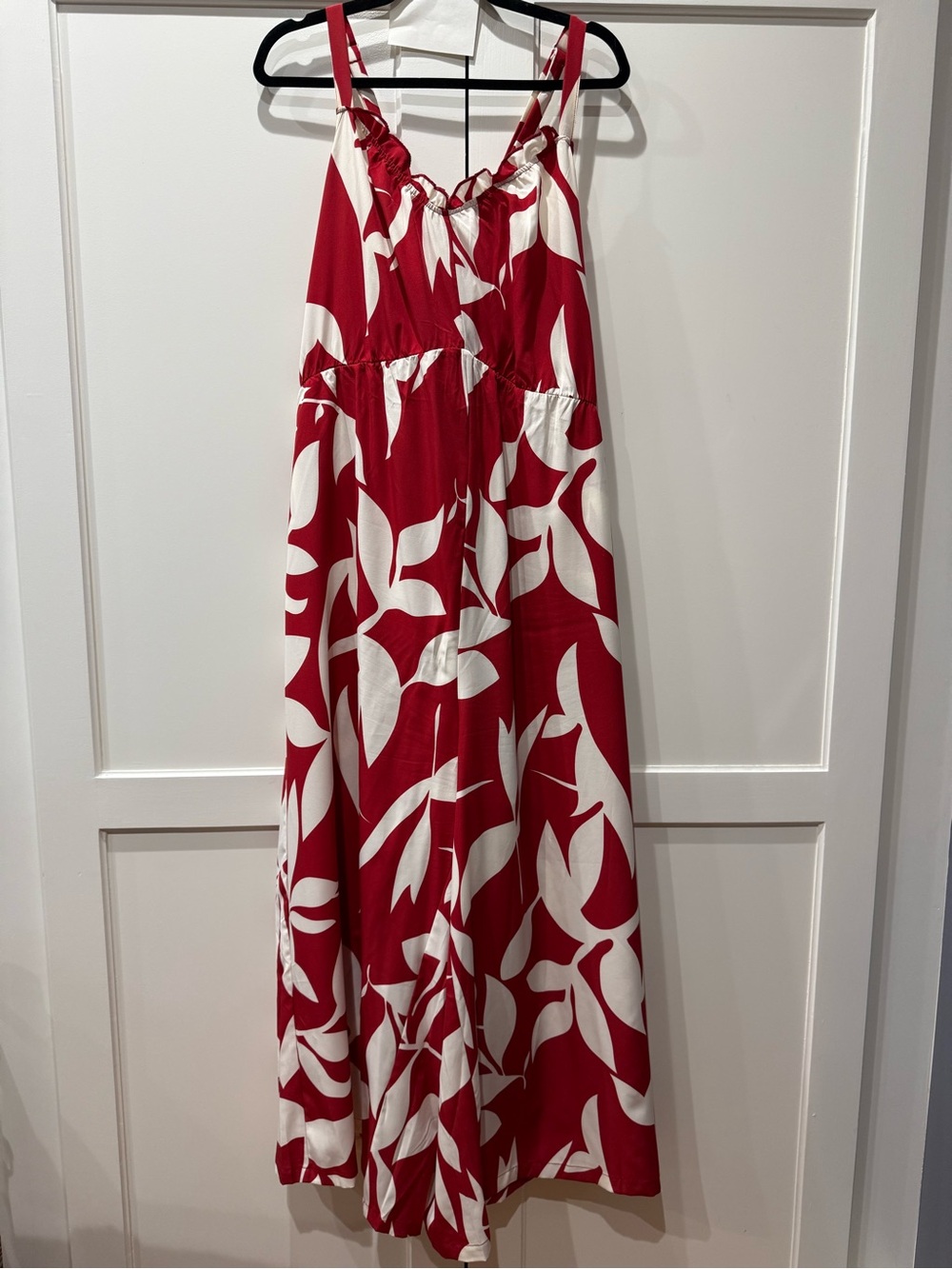 BLOOMCHIC Plus Floral Print Wide-Leg Jumpsuit - Red & Cream - Picture 2 of 12